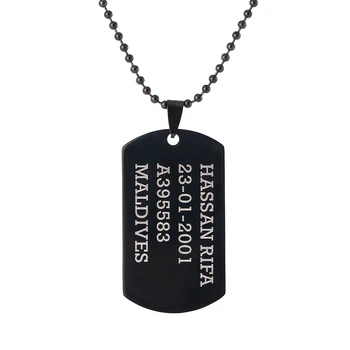 Spersonalizowane mężczyźni czarny pies ID tag naszyjnik niestandardowe grawerowane wojskowe wojskowe Tagi napis Nazwa biżuteria ze stali nierdzewnej