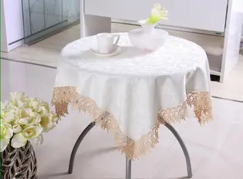 Luksusowy haft piękny koronkowy obrus stół pokrywa białe koronki pusty okrągły stół obrusem stół flaga ręczniki HM61
