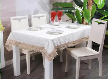 Luksusowy haft piękny koronkowy obrus stół pokrywa białe koronki pusty okrągły stół obrusem stół flaga ręczniki HM61