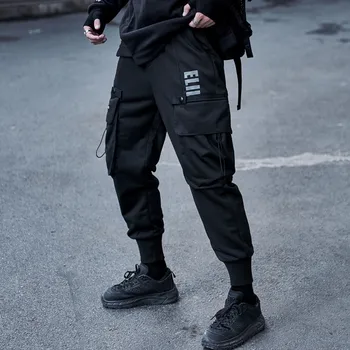 CHAIFENKO hip-hop spodnie-cargo moda męska Harajuku meble odzież Męska spodnie czarne biegacze spodnie z wieloma kieszeniami spodnie casual