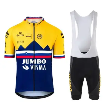 2020 yellow cycling champion clothing JUMBO VISMA męski zestaw koszulki z krótkim rękawem bib szorty ciclismo maillot hombre tour de world
