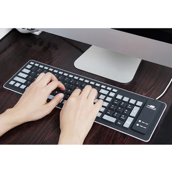 Składana klawiatura silikonowa przewodowa USB elastyczna, miękka, wodoodporna klawiatura Home Office GK99