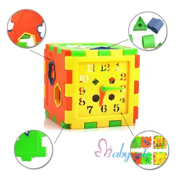Intelligence Box Cube Learn Shape Color Recognition Clock Building Blocks Edukacyjne Puzzle Zabawki Do Sortowania