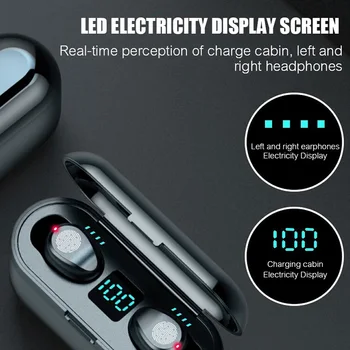 Bezprzewodowe słuchawki Bluetooth V5.0 F9 TWS Wireless Bluetooth Earburds LED Display With 2000mAh Power Bank zestaw słuchawkowy z mikrofonem