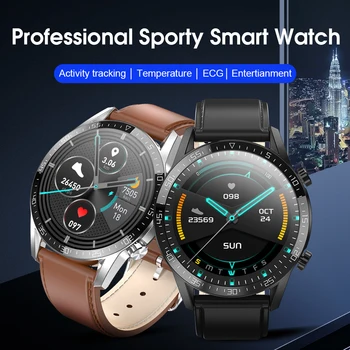 Srebrne stalowe inteligentny zegarek mężczyźni monitor temperatury ciała IP68 EKG PPG BP rytm serca fitness-tracker nowy T03 Sport Smartwatch kobiety