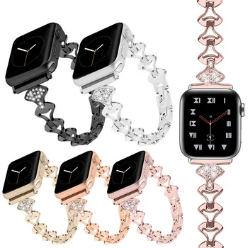 Diament bransoletka apple watch band Series 5 4 3 pasek ze stali nierdzewnej 38 mm/40 mm/42 mm/44 mm pasek do Apple Watch damski pasek