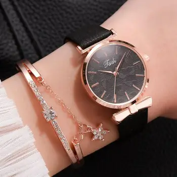 2 szt. zestaw top styl moda Damska luksusowy Skórzany pasek analogowy Kwarcowy zegarek zegarki damskie zegarki damskie sukienka Reloj Mujer białe zegary