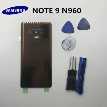 Oryginalny nowy Samsung Galaxy Note 9 N960 N960F akumulator pokrywa tylna drzwi szklane wymiana obudowy+tylna kamera ramka szklana soczewka