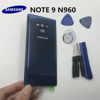 Oryginalny nowy Samsung Galaxy Note 9 N960 N960F akumulator pokrywa tylna drzwi szklane wymiana obudowy+tylna kamera ramka szklana soczewka