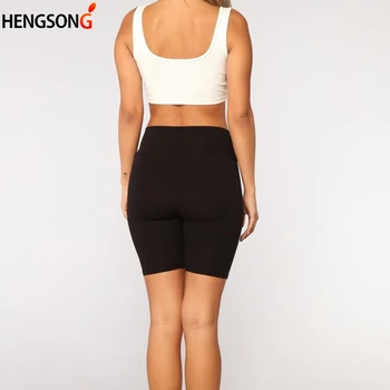 Czarne Spodenki Bodycon Meble Odzież Kobiety Slim Fitness Krótkie Spodnie Casual Damskie Cienkie Spodnie Z Wysokim Stanem Lato Dno Kolan