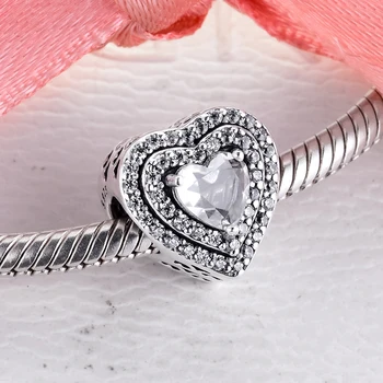 Zawieszenie pasuje do naszyjnika bransoletki błyszczące wyrównane serca koraliki 925 srebro-biżuteria Darmowa wysyłka