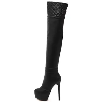 DoraTasia New women ' s Thigh High Boots Fashion High Platform Shoes Woman Party Ol Sexy Thin High Heels Over The Knee Boots