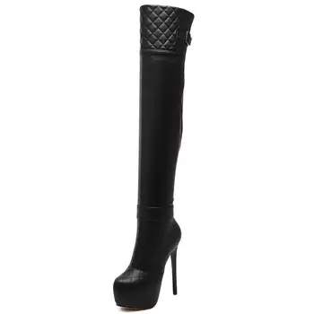 DoraTasia New women ' s Thigh High Boots Fashion High Platform Shoes Woman Party Ol Sexy Thin High Heels Over The Knee Boots