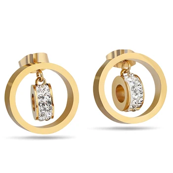 Sprzedaż kolor złoty zestaw biżuterii ze stali szlachetnej 316L CZ Kryształ kolczyki naszyjnik zestaw kobiet