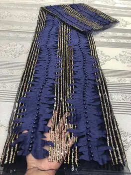 Nowy projekt Afrykański niebieski tiul koronki tkaniny 2020 wysokiej jakości nigeryjski francuski czysty koronki z kamieniami i koralikami sukni