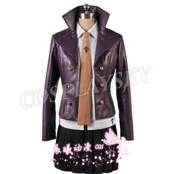6 szt Kyoko Kirigiri cosplay kostium Danganronpa Dangan Ronpa czarna sukienka spódnica zestaw odzież Damska kombinezon Długi fioletowy koronkowe rękawiczki