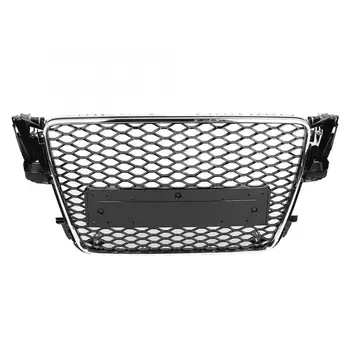 Dla RS5 Style Front Sport Hex Mesh Honeycomb Hood Grill Chrome Black do Audi A5/S5 B8 2008 2009 2010 2011