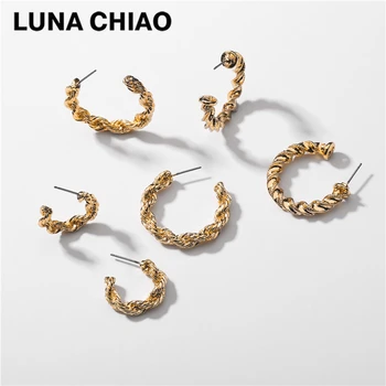 Księżyc CIAO moda biżuteria prosty elegancki styl twisted metal boho obręcze kolczyki dla kobiet