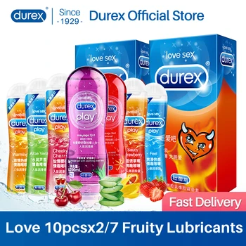 Durex 50/200 ml smar i prezerwatywy garnitur Owocowa smar na bazie wody, masaż orgazm analny pochwy intymny sex zabawki