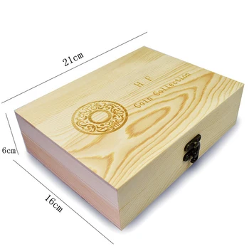 Drewniane pudełko do przechowywania wyświetlacza monety przypadek kolekcjonerskie monety z skrzynią wyświetlacza monet 30 kapsułek