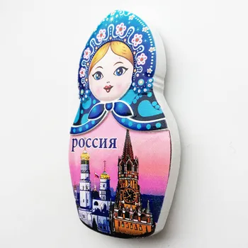 Rosyjski kreatywny 3D turystyka pamiątkowy prezent żywica Magnes Matryoshka lalki Pocchr lodówka naklejki do dekoracji wnętrz