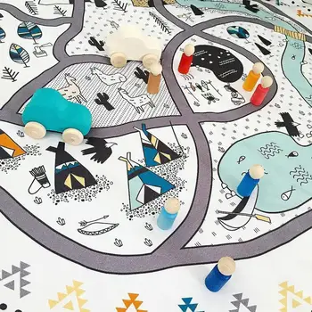 Dziecko pełza mata mapa świata szablon gry koc podłoga Playmat zwierzę wczesna edukacja okrągły dywan dziecięcy pokój dekoracji