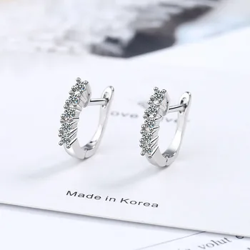 JYouHF luksusowe lśniące kryształowe kolczyki dla kobiet koreański styl 925 srebro próby hoop kolczyki ślubne biżuteria moda prezent