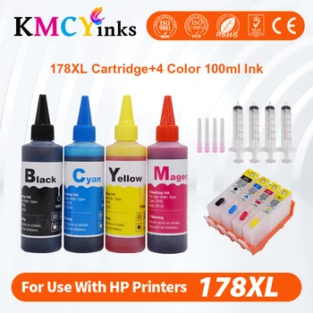 KMCYinks wielokrotnego użytku kaseta z tonerem do HP178 178XL dla HP Photosmart B109n B110a 5510 5520 5515 5521 6521 drukarka + 400 ml atramentu