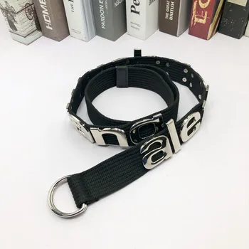 100100 Fashion Classic Trendy Brand luxry design Canvas Belt Metal Letter Logo Personality Belt Large Letter A2
