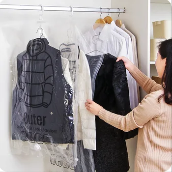 Wiszące ubrania złączka zaciskowa torba do przechowywania przezroczysty duży kurtka pompy próżniowe worek do sortowania odzieży worek