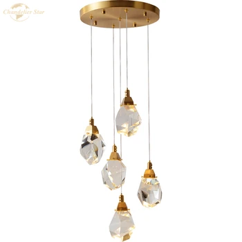 Nowoczesne lampy led lampy wiszące luksusowe pryzmatyczne kryształy wewnętrzne oświetlenie do salonu, sypialni, kuchni, jadalni dekoracji willi