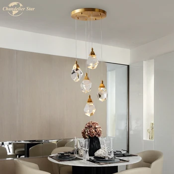 Nowoczesne lampy led lampy wiszące luksusowe pryzmatyczne kryształy wewnętrzne oświetlenie do salonu, sypialni, kuchni, jadalni dekoracji willi