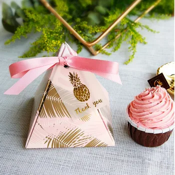 Trójkątna piramida ślubne pamiątki dostawy liście cukierki pudełko z wdzięcznością karty pudełko partia opakowanie pióro pudełko czekolady