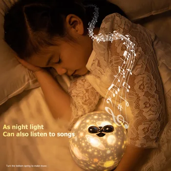 6 wzorów obrotowa lampa projektora USB akumulator Dimmable LED BedroomNight Light Kids Baby Gift