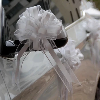 10szt ogromny bukiet kwiatów z organzy Walentynki wyciągnąć łuk taśmy ślubny samochód łuk drzwi biżuteria prezent dekoracje ślubne