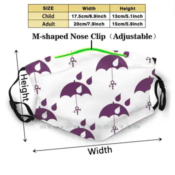 Książę fioletowy deszcz parasol druku wielokrotnego użytku Pm2.5 Filtr DIY usta Maska dzieci książę purpurowy deszcz purpurowy symbol deszczu miłość muzyka