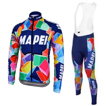 2019 MAPEI Winter Thermische Fleece Kleidung Set Manner Warme MAPEI cycling Jersey Kleidung Tragen Fahrrad Bib Hosen Maillot