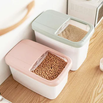Pudełko do przechowywania produktów spożywczych 10 kg PP plastikowy pojemnik na ryż przesuwana pokrywa szczelny pokrowiec do konserw świeże-przechowywanie мультизерновой makaron kotów, karma dla psów