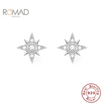 ROMAD Small 925 srebro kolczyki pręta biżuteria moda koreański Cyrkon błyszczące gwiazdy kolczyki dla kobiet 2020 zestaw