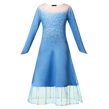 Księżniczka nowa sukienka Elsy zestaw cosplay kostium dla dziewczynki niebieska sukienka + spodnie dziecięca impreza Halloween odzież królowa Śniegu bal maskowy