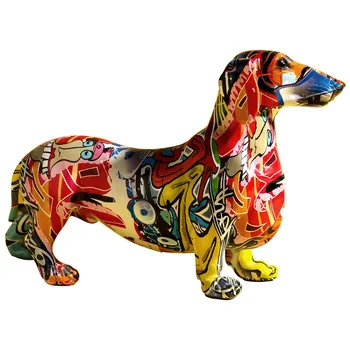 Nowoczesny, Oszczędny Malowane Kolorowe Jamnik Pies Dekoracji Domu Wina Szafa Biuro Dekoracje Ozdoby Pulpitu Rzemiosła