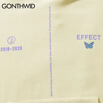 GONTHWID kolorowe motyle Efekt drukowania bluzy z kapturem, bluzy meble męskie hip-hop moda casual sweter bluza topy