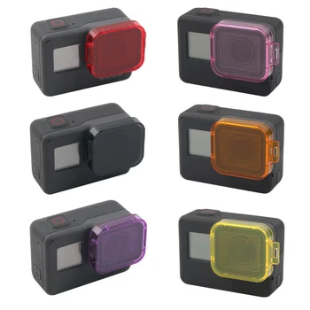 6 kolorów zanurz filtr zestaw żółty, czerwony, purpurowy, pomarańczowy, różowy, szary obiektyw filtr do Gopro Hero 5 6 7 Czarny Go pro akcesoria