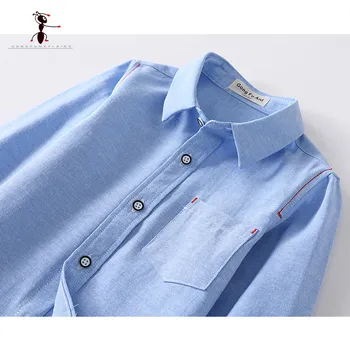 2020 oryginalny design Wiosna bawełna kolor koszulki dla chłopców niebieski biały Szkolna koszula mundurki szkolne 3T-12T duży plac koszula
