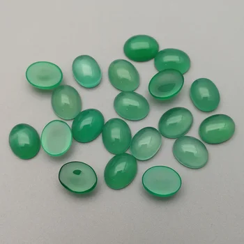 Kamień naturalny zielone Agaty 8x10 mm owalne koraliki kaboszon moda pierścień naszyjnik kolczyki 24 szt./lot biżuteria akcesoria bez otworu