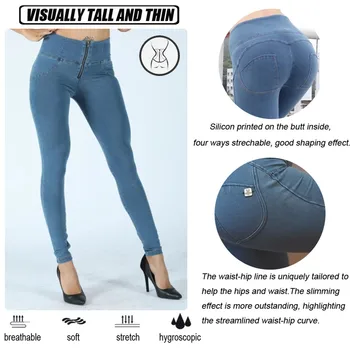 Melody High Stretch Jeans miękkie kurczliwe dżinsy dla pań seksowne czarne niebieskie elastyczne wąskie spodnie ołówek kobiet plus rozmiar zamek błyskawiczny