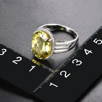 HUTANG 8.58 ct cytryny cytryn Kobiecy pierścionek naturalny kamień stałe 925 srebro próby koktajlowe pierścionki wykwintne biżuteria na prezent