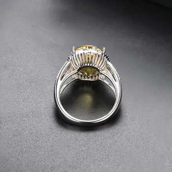 HUTANG 8.58 ct cytryny cytryn Kobiecy pierścionek naturalny kamień stałe 925 srebro próby koktajlowe pierścionki wykwintne biżuteria na prezent