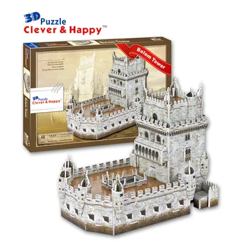 Clever&happy land puzzle 3d model Belem Tower adult puzzle diy paper model games for children paper