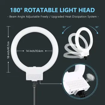 Neewer 18-inch White LED Ring Light with Light Stand Lighting Kit Dimmable 50W 3200-5600K z łagodnym filtrem itp